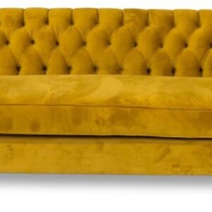 Tufted Velvet Sofa in Mustard Yellow